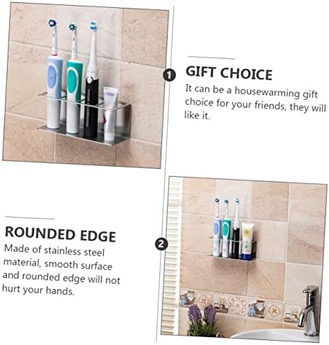 Wall Mounted Stainless Steel Toothpaste Organizer with Electric Toothbrush Slots