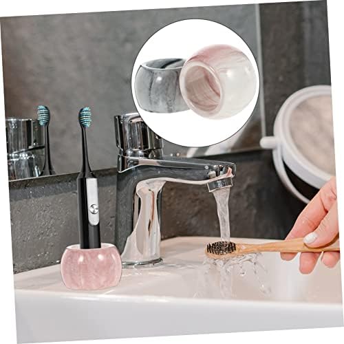 2Pcs Marbling Ceramic Toothbrush Holder Organizer