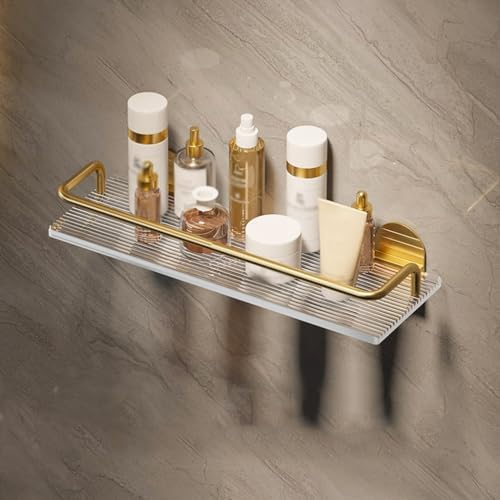 Stylish Wall-Mounted Shower Caddy in Gold for Efficient Storage