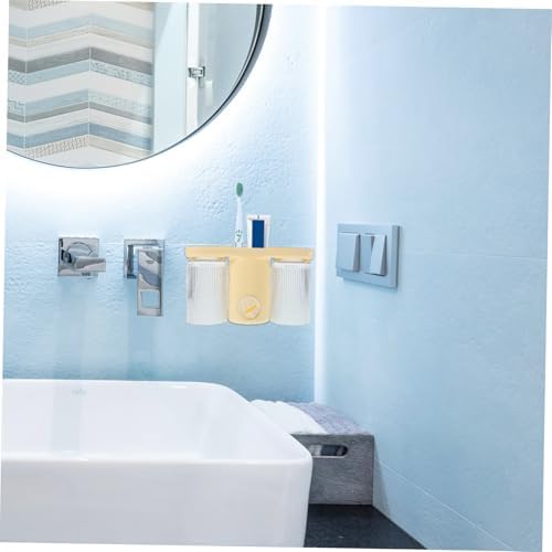 Cabilock Wall Mount Toothbrush Holder Dual Cup No Drill Installation
