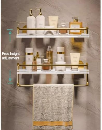 Stylish Wall-Mounted Shower Caddy in Gold for Efficient Storage