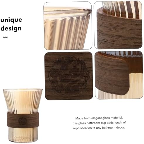 High-Quality Glass Toothbrush Mug with Wooden Waist Design