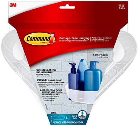 Command Bath Corner Caddy Clear 75lb 4-Water-Resistant Strips