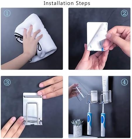 Stainless Steel Toothbrush Organizer with 3-in-1 Functionality