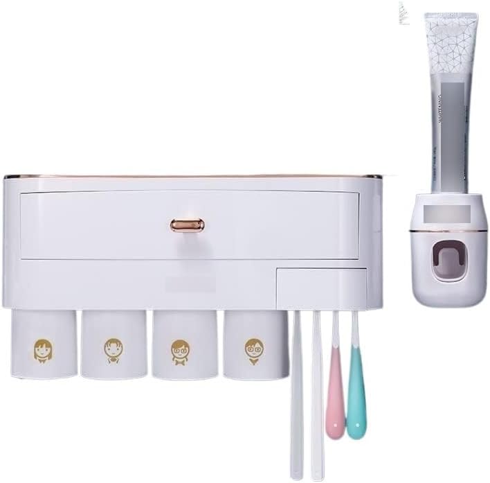 DSESS Magnetic Toothbrush Holder 4 Cups Gray