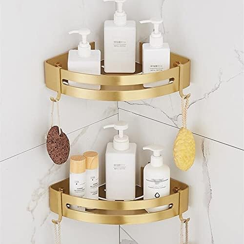 Wall-Mounted Shower Caddy Space-Saving Organizer Brushed Gold