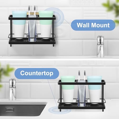 EOFJRUC High-Quality Stainless Steel 7-Slot Bathroom Toothbrush Holder Toothpaste Organizer