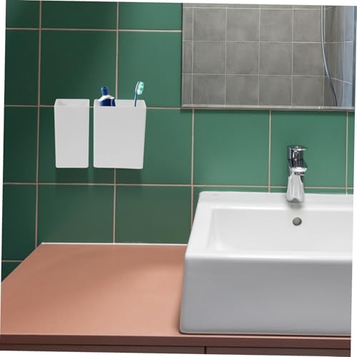 GLEAVI 2pcs Wall Mounted Toothbrush Holder Bathroom Organizer No Drilling