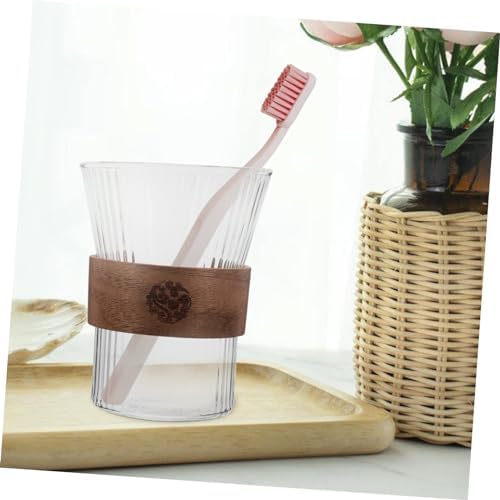 Cabilock Glass Toothbrush Cup with Wooden Handle