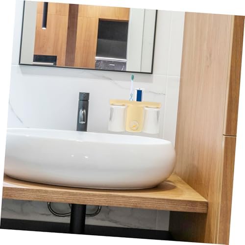 Cabilock Wall Mount Toothbrush Holder Dual Cup No Drill Installation