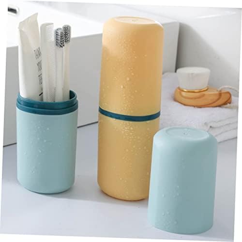 HAKIDZEL 4-Piece Portable Toothbrush Holder with Travel Toothpaste Container Organizer