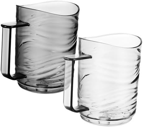 NOLITOY 2 Pack Transparent Toothbrush Cups with Handles 1