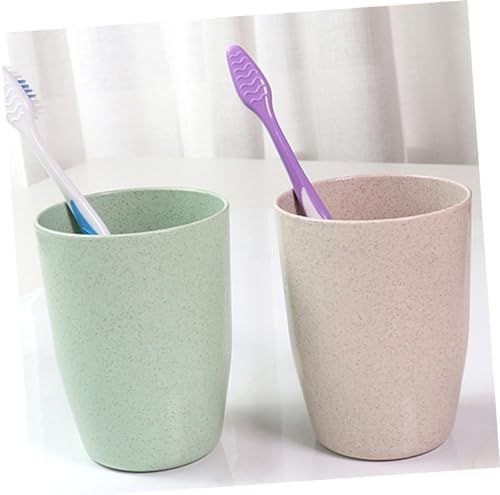 4-Piece Wheat Straw Mouth Wash Toothbrush Cup Holder Set