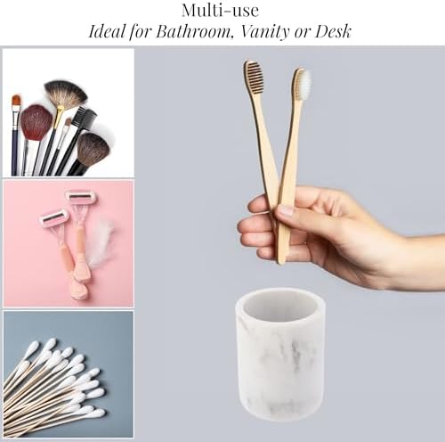 White Marble Resin Toothbrush Holder