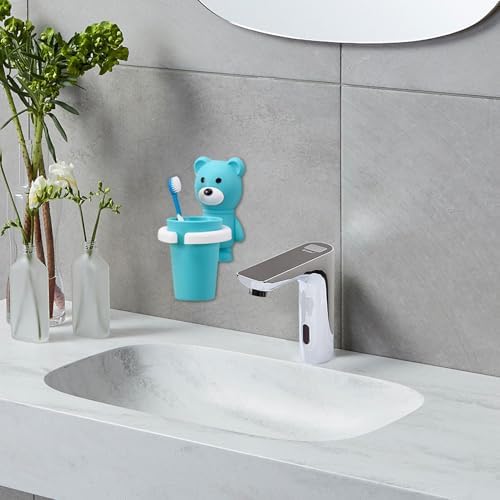 Kids Toothbrush Holder Set Bear Shaped Wall Mounted