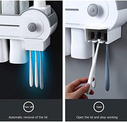 Portable Automatic Toothpaste Dispenser Kit with 3 Toothbrush Slots Organizer