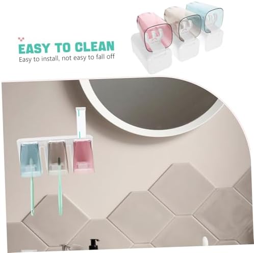 FONDOTIN 1Set Wall Mounted Toothbrush Rack Cup Holder Organizer
