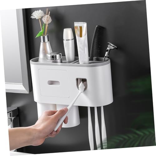 All-in-One Wall-Mounted Toothbrush Holder With Gargle Rack Toothpaste Dispenser