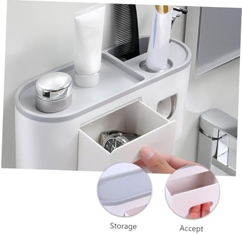 FOYTOKI Wall-Mounted Toothpaste Dispenser Toothbrush Holder with 2 Cups