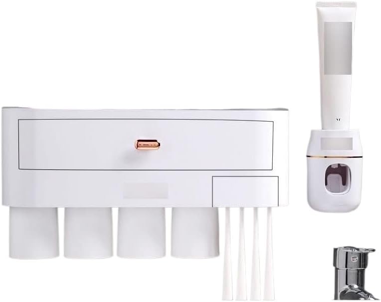 DSESS Magnetic Toothbrush Holder 4 Cups Gray