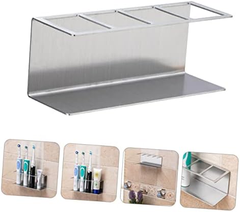 Wall Mounted Stainless Steel Toothpaste Organizer with Electric Toothbrush Slots
