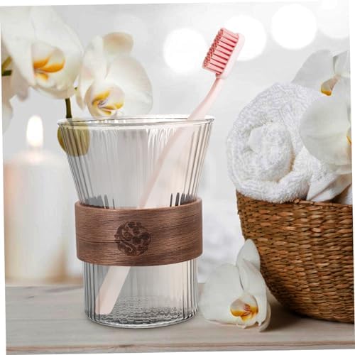Wakauto Glass Toothbrush Cup with Wood Base