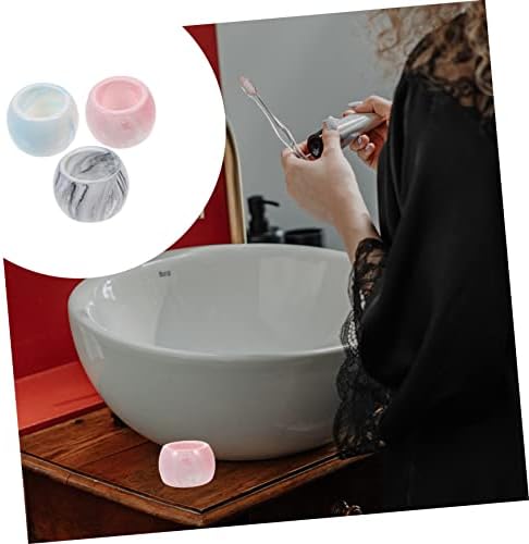 3Pc Marble Ceramic Electric Toothbrush Holder Organizer - Stylish Space Saving Easy to Clean