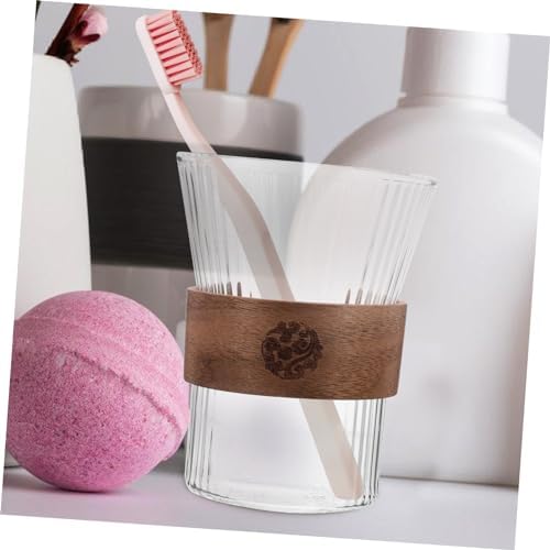 Cabilock Glass Toothbrush Cup with Wooden Handle