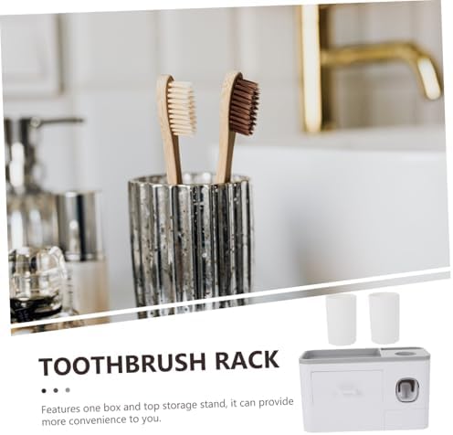 Luxshiny 1Set Wall Mounted Toothbrush Holder with Storage Easy Install Bathroom Organizer
