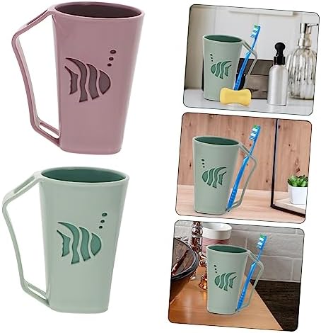 2Pcs Stylish Teacups with Toothbrush Slots for Bathroom Use