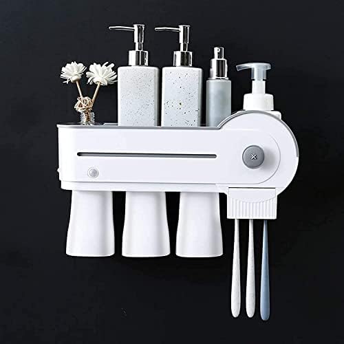 Portable Automatic Toothpaste Dispenser Kit with 3 Toothbrush Slots Organizer