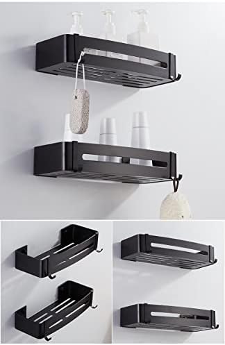 Stainless Steel Wall-Mounted Black Shower Caddy
