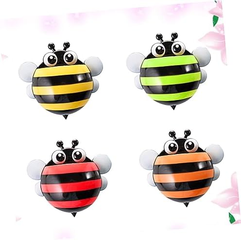 4-Piece Cartoon Bee Toothbrush Holder Suction Cup Organizer for Boys