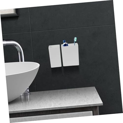 GLEAVI 2pcs Wall Mounted Toothbrush Holder Bathroom Organizer No Drilling