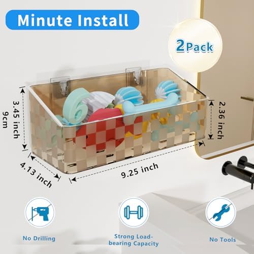 Natheeph Bath Toy Storage Caddy 2-Piece Large Capacity Organizer Brown