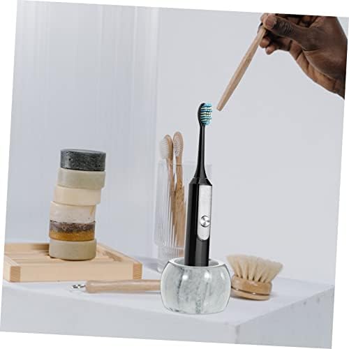 Two-Piece Marble Pattern Toothbrush Stand For Electric Toothbrushes Bathroom Holder