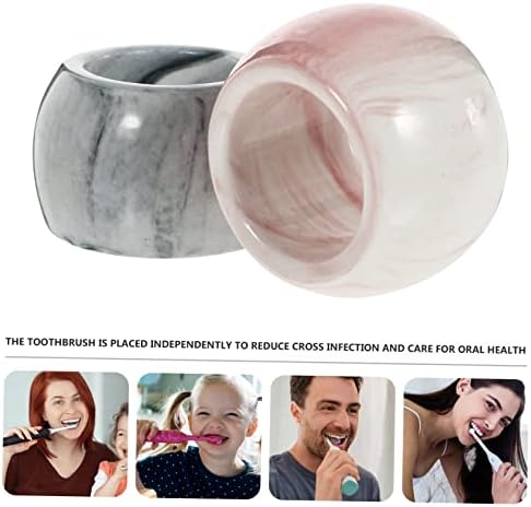 2-Piece Marble Pattern Electric Toothbrush Holder - Stylish Bathroom Organizer