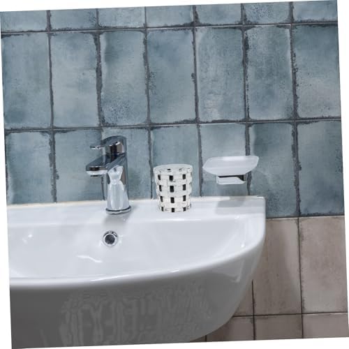 Elegant Checkerboard Glass Toothbrush Holder