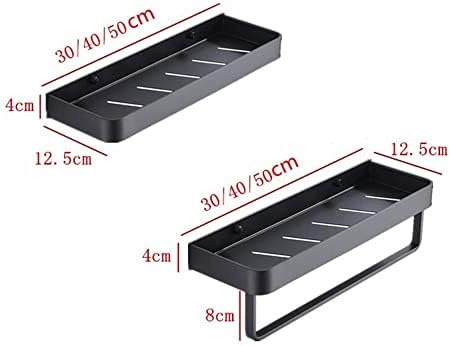 BAHELS 30cm Wall-Mounted Black Aluminum Shower Organizer