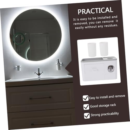 Wall-Mounted Toothbrush Holder with Glass Storage Case Space-Saving Bathroom Organizer