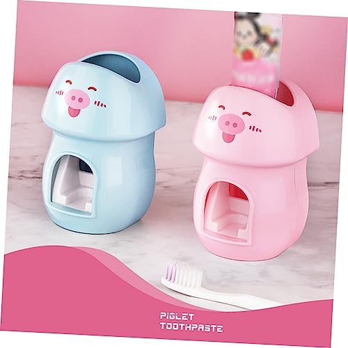 Adorable Pink Toothbrush Holder Wall-Mounted Automatic Toothpaste Squeezer