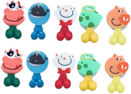 10-Piece Cartoon Character Toothbrush Holder Random Animal Design Easy to Install