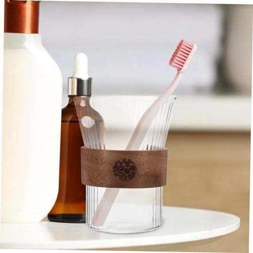 Cabilock Glass Toothbrush Cup with Wooden Handle