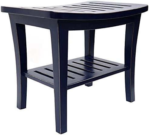 Distressed Teak Shower Bench Large Navy by REDMON Since 1883