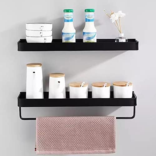 BAHELS 30cm Wall-Mounted Black Aluminum Shower Organizer