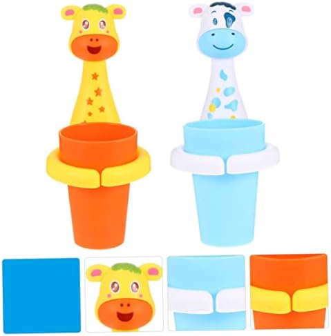 PRETYZOOM 2-Sets Animated Animal Toothbrush Holder for Bathroom
