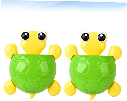 2PCS Cute Green Turtle Suction Cup Toothbrush Toothpaste Holder for Bathroom Organization