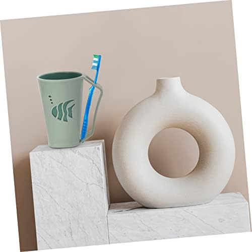 2Pcs Stylish Teacups with Toothbrush Slots for Bathroom Use