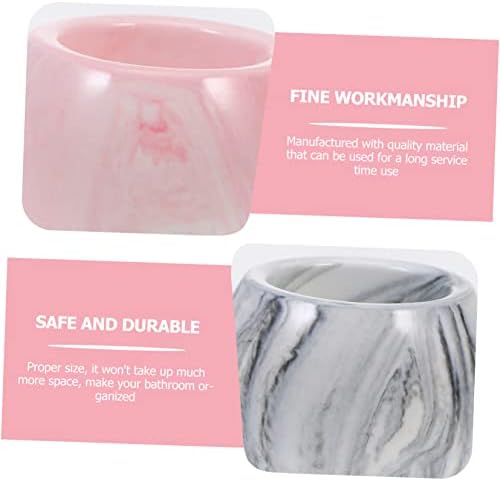 3Pc Marble Ceramic Electric Toothbrush Holder Organizer - Stylish Space Saving Easy to Clean