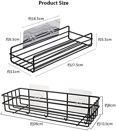 Sturdy Black Shower Shelf for Bathroom Kitchen Floating Wall-mounted Organizer